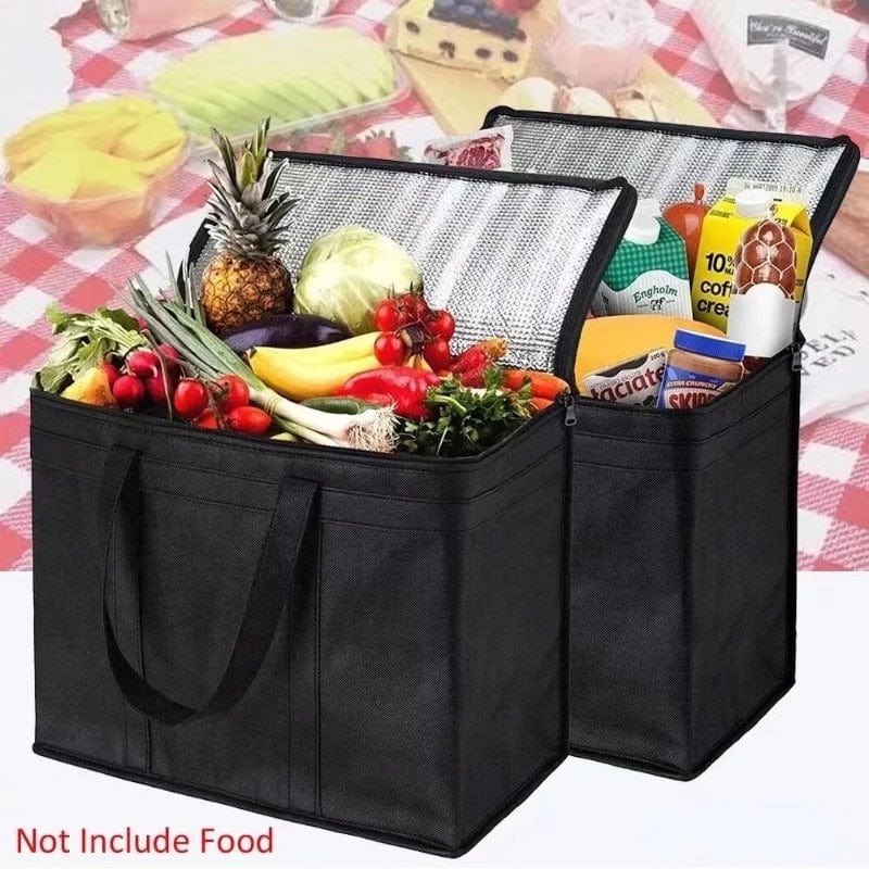 Planet Gates Black 1pc Car Storage Bag, Car Large Capacity Reusable Food Shopping Bag, Car Trunk Storage Bag