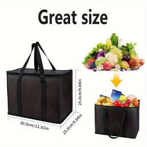 Planet Gates Black 1pc Car Storage Bag, Car Large Capacity Reusable Food Shopping Bag, Car Trunk Storage Bag