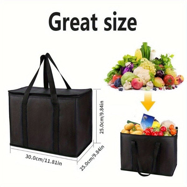 Planet Gates Black 1pc Car Storage Bag, Car Large Capacity Reusable Food Shopping Bag, Car Trunk Storage Bag