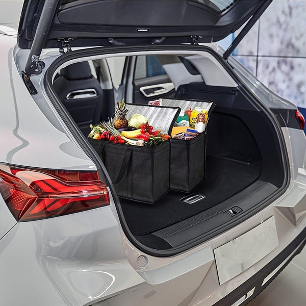 Planet Gates Black 1pc Car Storage Bag, Car Large Capacity Reusable Food Shopping Bag, Car Trunk Storage Bag