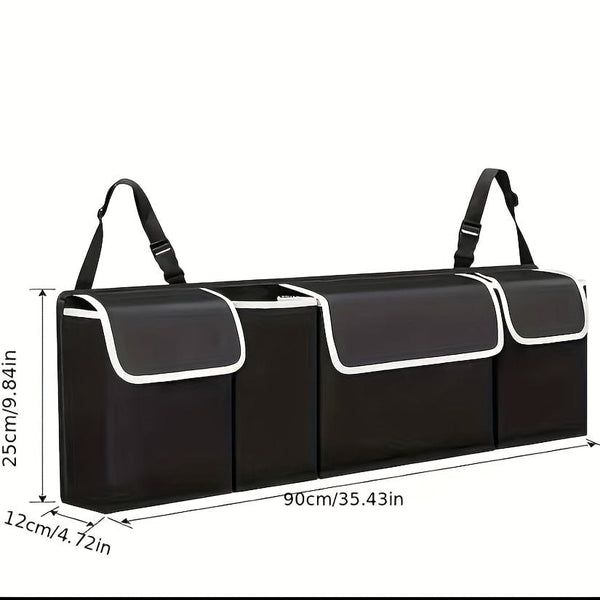 Planet Gates Black 1pc Car Trunk Storage Bag, Car Storage Box, Car Rear Seat Back Hanging Bag, Car Storage Bag