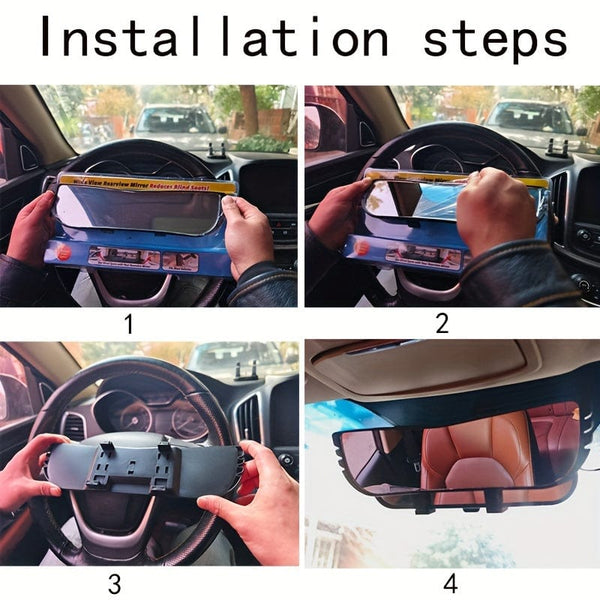 Planet Gates Black 1pc Car Wide Angle Rearview Mirror Curved Large View Interior Mirror Blind Spot Auxiliary Mirror - Suitable For Family Car SUV Truck