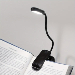 Planet Gates Black 1pc Clip On Book Light, Battery Powered Flexible Hose Table Lamp, Desktop Small Reading Lamp, Portable Small Night Light For Room Decor