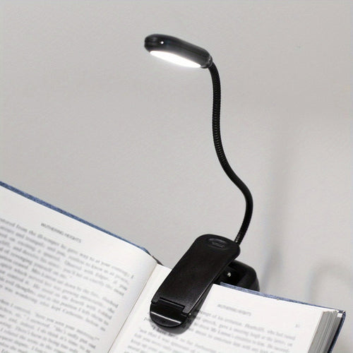 Planet Gates Black 1pc Clip On Book Light, Battery Powered Flexible Hose Table Lamp, Desktop Small Reading Lamp, Portable Small Night Light For Room Decor