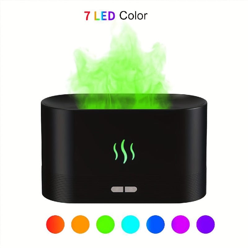 Planet Gates Black 1pc Colorful LED Flame Aroma Diffuser Bedroom Table Atmosphere Decorative Lamp Creative Humidifier Light For Living Room Office USB5V Power Supply