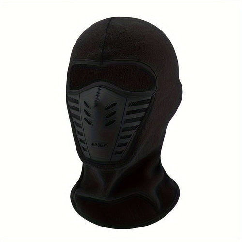 Planet Gates Black 1pc Cycling Warm Face Mask, Electric Motorcycle Neck Cover, Velvet Liner Neck Autumn Winter Mask For Cold Weather