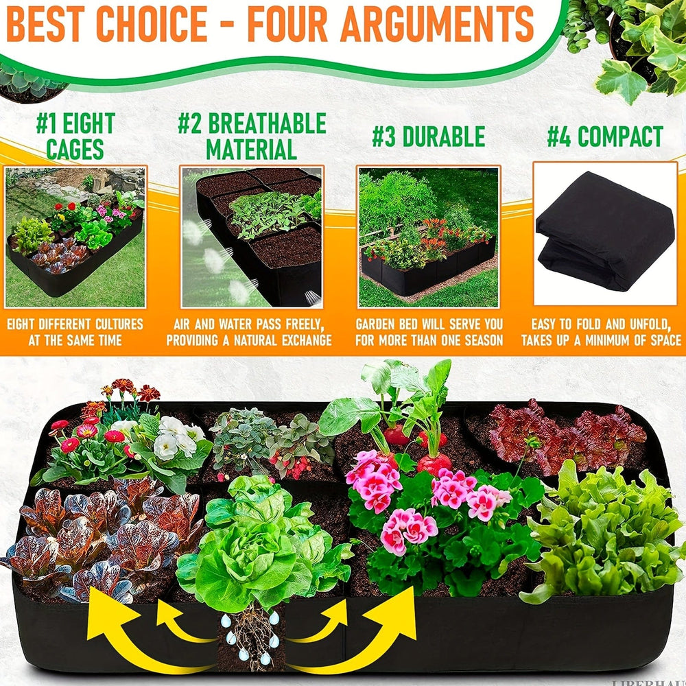 Planet Gates Black 1pc Fabric Raised Garden Bed, Garden Grow Bed Bag For Growing Herbs Flowers Vegetables, Breathable Planter Raised Bed, Rectangle Planting Container For Outdoor Gardening