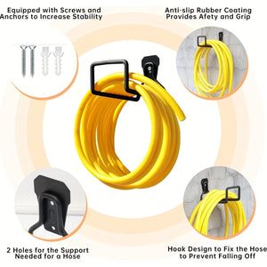 Planet Gates Black / 1pc Garden Hose Holder Wall Mount, Heavy Duty Water Hose Hanger For Outside, Metal Hose Reels Hose Rack Hose Hook With 4 Screw For Garden Hose Expandable Hose Water Hose Extension Hose (Black)