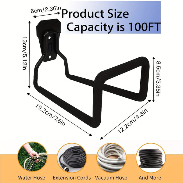 Planet Gates Black / 1pc Garden Hose Holder Wall Mount, Heavy Duty Water Hose Hanger For Outside, Metal Hose Reels Hose Rack Hose Hook With 4 Screw For Garden Hose Expandable Hose Water Hose Extension Hose (Black)