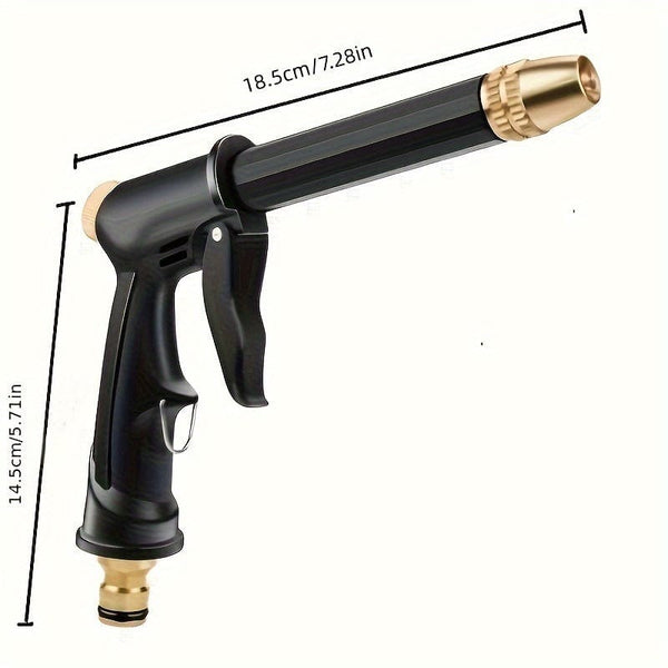Planet Gates Black 1pc High Pressure Water Gun For Car & Floor Washing, Hose Nozzle For Gardening, Yard Supplies