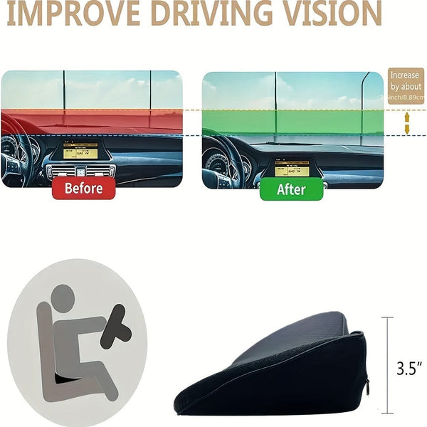 Planet Gates Black 1pc Memory Foam Car Seat Pad, Relieve Fatigue, Car Seat Cushions For Driving - Road Trip Essentials For Drivers