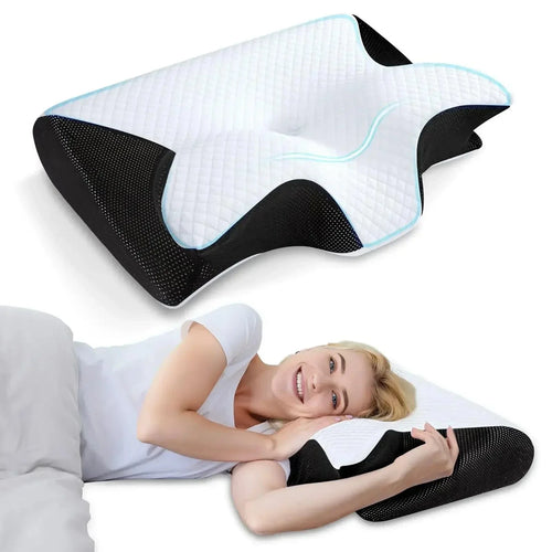 Planet Gates Black 1pc Memory Foam Cervical Pillow Fast Rebound Memory Sleeping Pillows 2in1 Ergonomic Orthopedic Pillow for Neck Pain Neck Pillow