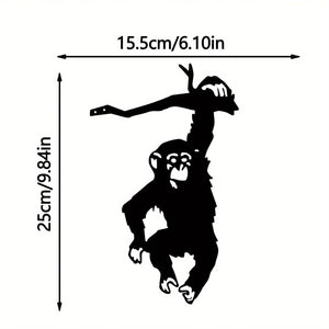 Planet Gates Black 1pc Monkey Hanging On The Branch Garden Stake, Yard Art Decor, Silhouette Metal Wall Art Home Garden Yard Patio Outdoor Statue Stake Decoration Perfect For Birthdays, Housewarming Gifts