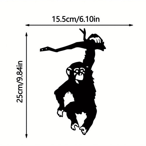 Planet Gates Black 1pc Monkey Hanging On The Branch Garden Stake, Yard Art Decor, Silhouette Metal Wall Art Home Garden Yard Patio Outdoor Statue Stake Decoration Perfect For Birthdays, Housewarming Gifts