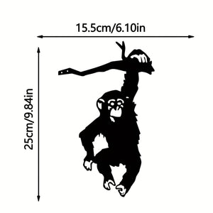 Planet Gates Black 1pc Monkey Hanging On The Branch Garden Stake, Yard Art Decor, Silhouette Metal Wall Art Home Garden Yard Patio Outdoor Statue Stake Decoration Perfect For Birthdays, Housewarming Gifts