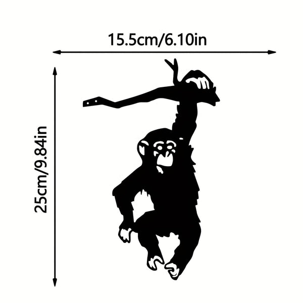Planet Gates Black 1pc Monkey Hanging On The Branch Garden Stake, Yard Art Decor, Silhouette Metal Wall Art Home Garden Yard Patio Outdoor Statue Stake Decoration Perfect For Birthdays, Housewarming Gifts