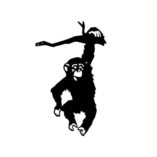 Planet Gates Black 1pc Monkey Hanging On The Branch Garden Stake, Yard Art Decor, Silhouette Metal Wall Art Home Garden Yard Patio Outdoor Statue Stake Decoration Perfect For Birthdays, Housewarming Gifts