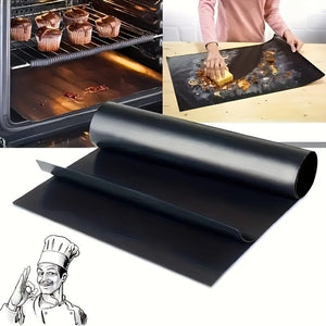 Planet Gates Black 1pc, Oven Mat, Oven Liner For Bottom Of Oven, On-stick Reusable Oven Mat, Baking Mat, BBQ Mat, BBQ Accessories, Suitable For Electric Oven, Gas Stove, Toaster, Grill, Kitchen Accessories