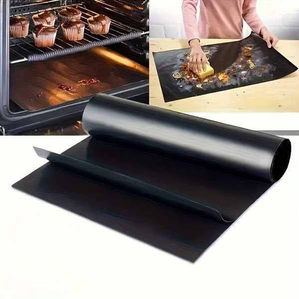 Planet Gates Black 1pc, Oven Mat, Oven Liner For Bottom Of Oven, On-stick Reusable Oven Mat, Baking Mat, BBQ Mat, BBQ Accessories, Suitable For Electric Oven, Gas Stove, Toaster, Grill, Kitchen Accessories