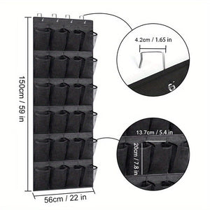 Planet Gates Black 1pc Over The Door Shoe Rack With 24 Large Mesh Pockets, Hanging Shoe Organizer For Closet, Hanging Shoe Rack Holder Hanger, Hold Up To 14.97 KG, Home Storage & Organization