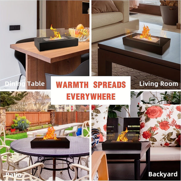 Planet Gates Black 1pc Portable Tabletop Fireplace - Perfect for Indoor and Outdoor Use, Adds Warmth and Ambiance to Any Space, Ideal for Patio, Balcony, Living Room, and Camping Gatherings
