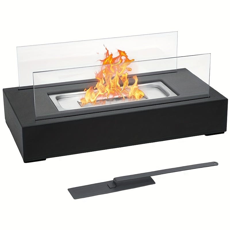 Planet Gates Black 1pc Portable Tabletop Fireplace - Perfect for Indoor and Outdoor Use, Adds Warmth and Ambiance to Any Space, Ideal for Patio, Balcony, Living Room, and Camping Gatherings
