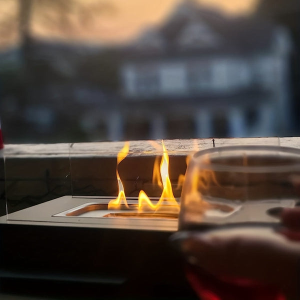 Planet Gates Black 1pc Portable Tabletop Fireplace - Perfect for Indoor and Outdoor Use, Adds Warmth and Ambiance to Any Space, Ideal for Patio, Balcony, Living Room, and Camping Gatherings