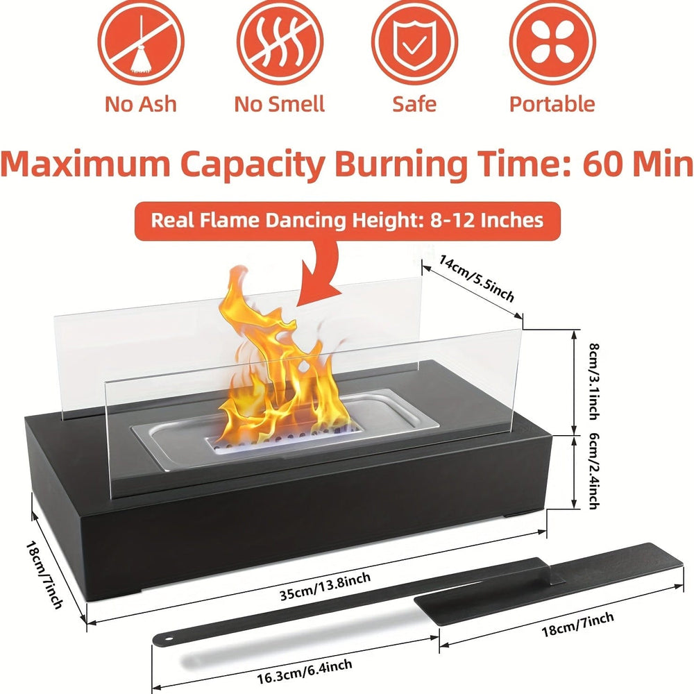 Planet Gates Black 1pc Portable Tabletop Fireplace - Perfect for Indoor and Outdoor Use, Adds Warmth and Ambiance to Any Space, Ideal for Patio, Balcony, Living Room, and Camping Gatherings