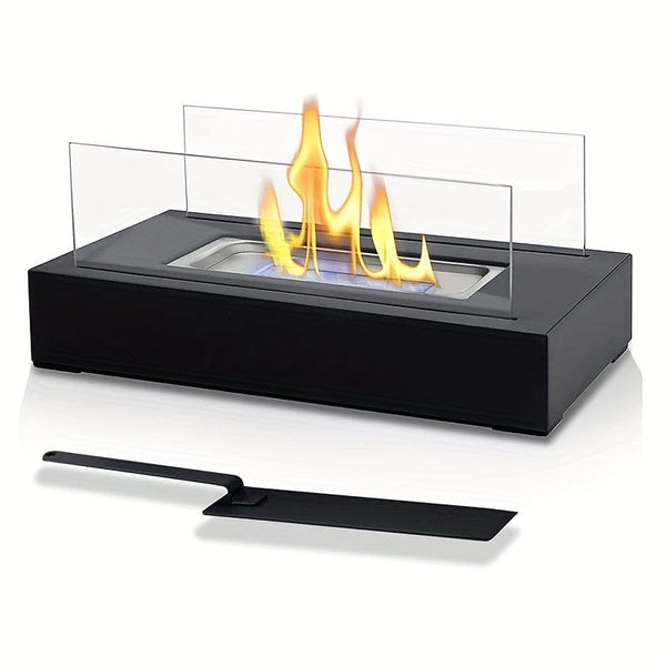 Planet Gates Black 1pc Portable Tabletop Fireplace - Perfect for Indoor and Outdoor Use, Adds Warmth and Ambiance to Any Space, Ideal for Patio, Balcony, Living Room, and Camping Gatherings