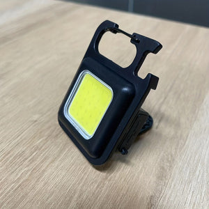 Planet Gates Black 1pc Rechargeable COB Key Chain Flashlight, 3 Light Modes Work Light, Portable Pocket Flashlight Key Chains, Camping Small Corkscrew, Outdoor Pocket Light