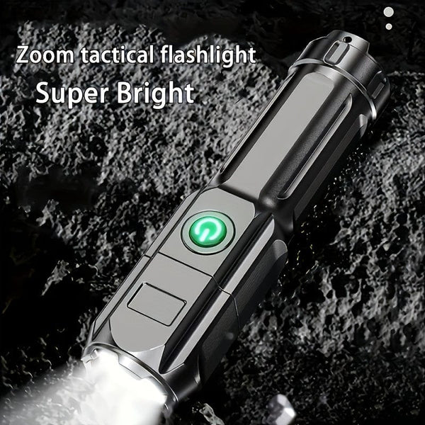 Planet Gates Black 1pc Super Bright Zoomable Flashlight - Portable, Multi-Functional, Telescopic Zoom For Outdoor Home Use
