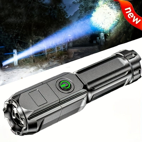 Planet Gates Black 1pc Super Bright Zoomable Flashlight - Portable, Multi-Functional, Telescopic Zoom For Outdoor Home Use