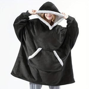 Planet Gates Black 1pc, Super Soft, Warm And Comfortable Hoodie Wearable Blanket With Large Pockets - Perfect For Men And Women, Christmas Decoration, Christmas Party Supplies