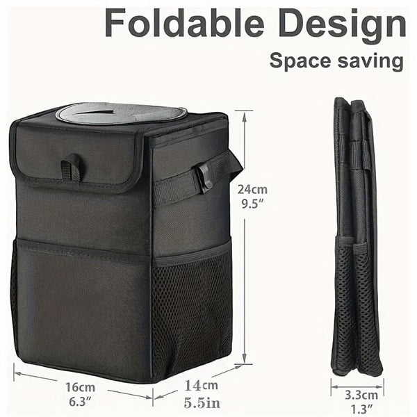 Planet Gates Black 1pc Waterproof Car Trash Can With Lid, Car Seat Back Hanging Storage Bag - Car Trash Organizer