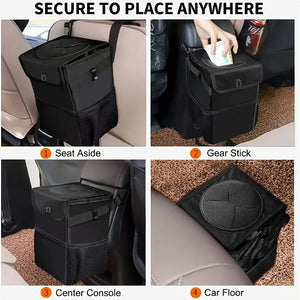 Planet Gates Black 1pc Waterproof Car Trash Can With Lid, Car Seat Back Hanging Storage Bag - Car Trash Organizer