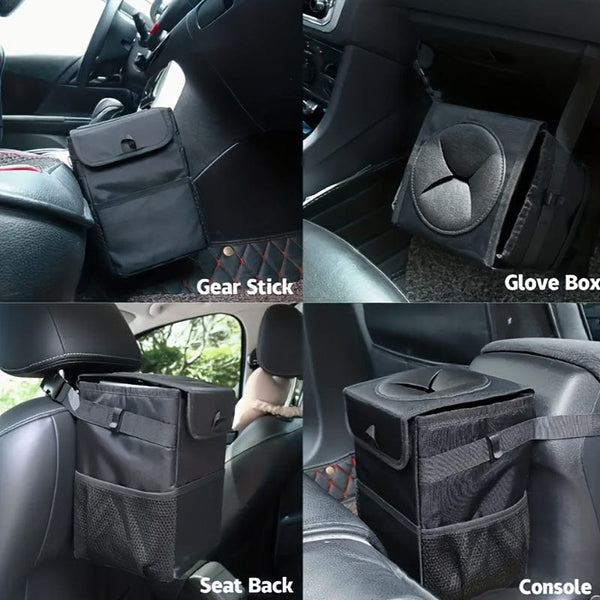 Planet Gates Black 1pc Waterproof Car Trash Can With Lid, Car Seat Back Hanging Storage Bag - Car Trash Organizer