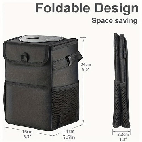 Planet Gates Black 1pc Waterproof Car Trash Can With Lid, Car Seat Back Hanging Storage Bag - Car Trash Organizer