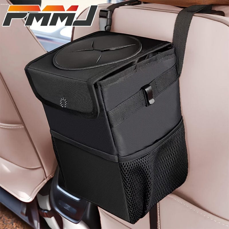 Planet Gates Black 1pc Waterproof Car Trash Can With Lid, Car Seat Back Hanging Storage Bag - Car Trash Organizer