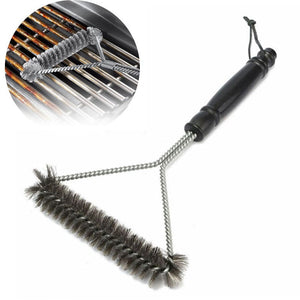 Planet Gates Black 1Pcs Barbecue Grill Cleaning Brush BBQ Brush Clean Tool Grill Accessories Stainless Steel Bristles Non-stick Cleaning Brushes Barbecue Accessories Cleaning Supplies