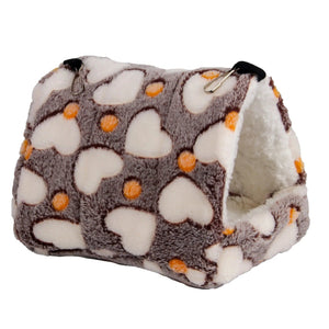 Planet Gates Black 1PCS Coral Fleece Dot Printing Small Foam Pet House Hanging Hamster Bed With Zip For Small Animals Squirrel Parrot Cotton Nest