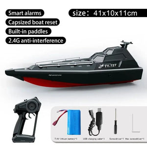 Planet Gates Black 2.4GHz TY727 RC Racing Boat Turbojet  Pump High-Speed Remote Control Jet Boat Low Battery Alarm Function Adult Children Toy Gift