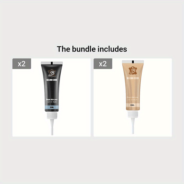 Planet Gates Black*2+Beige*2 Restore Your Car Seats & Steering Wheel with 20ml Leather Repair Gel - Home Leather Refurbishment Made Easy!