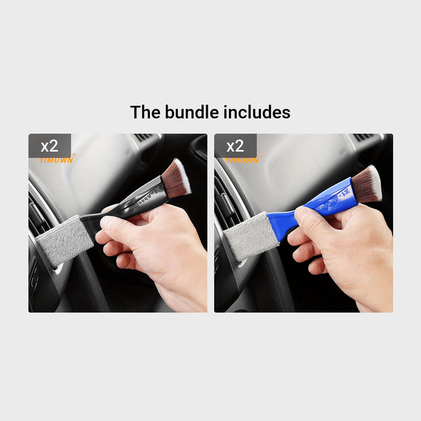 Planet Gates Black*2+Blue*2 Effortlessly Clean Your Car's Interior with this Soft Brush Air Conditioner Cleaning Tool!