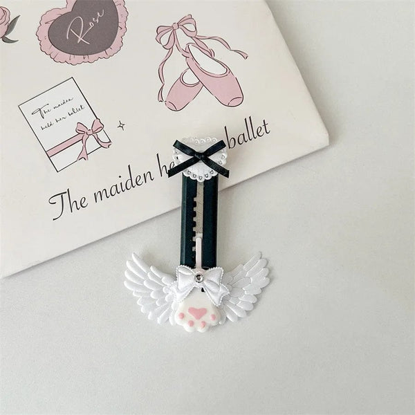 Planet Gates black 2 Cute Cat Paw Utility Knife Lovely Wing Bowknot Style Open Box Cutter Letter Envelope Opener Mail Knife School Office Supplies