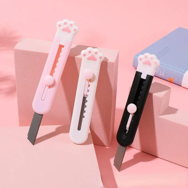 Planet Gates black 2 Cute Cat Paw Utility Knife Lovely Wing Bowknot Style Open Box Cutter Letter Envelope Opener Mail Knife School Office Supplies
