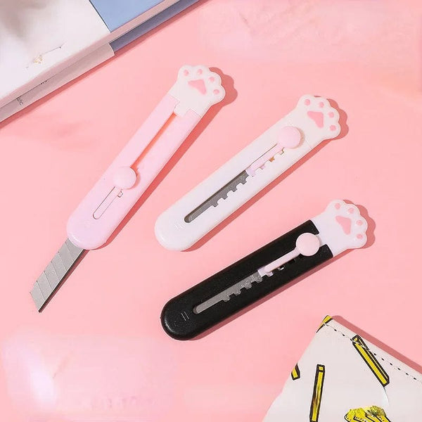 Planet Gates black 2 Cute Cat Paw Utility Knife Lovely Wing Bowknot Style Open Box Cutter Letter Envelope Opener Mail Knife School Office Supplies