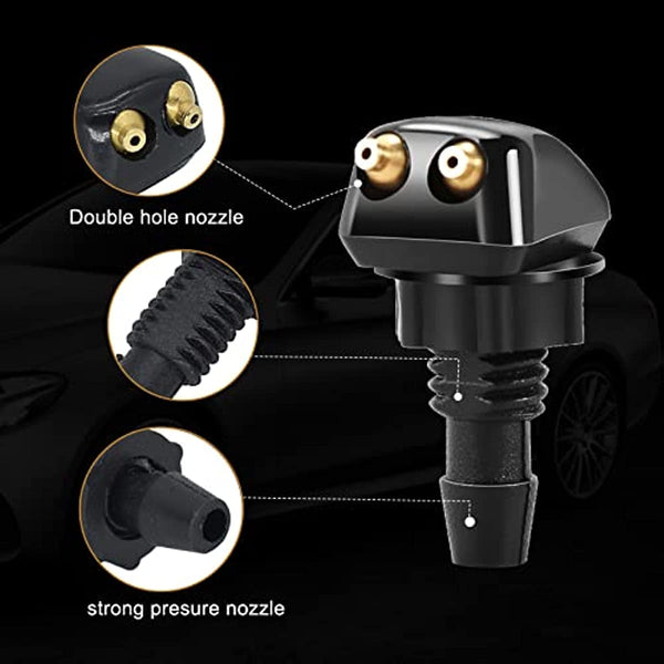 Planet Gates Black / 2 PCS #2 Vehicle's Windshield Washer Nozzle With 2pcs Straight Pillar Nozzle