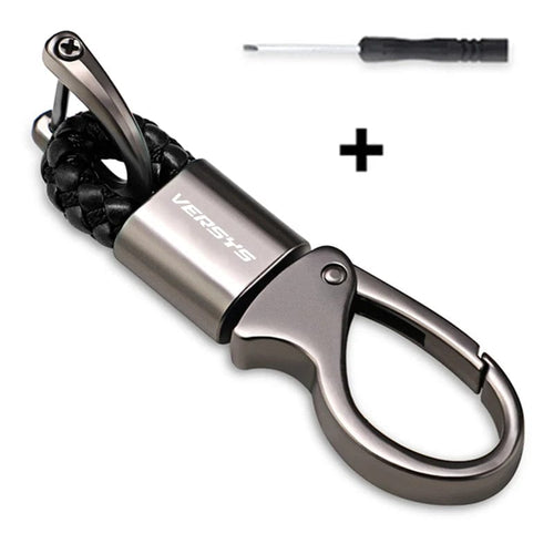 Planet Gates Black 2023 Custom LOGO Motorcycle Braided Rope Keyring Metal Keychain For Kawasaki Versys 650 1000 X300 300X VERSYS1000SE 2018-2023