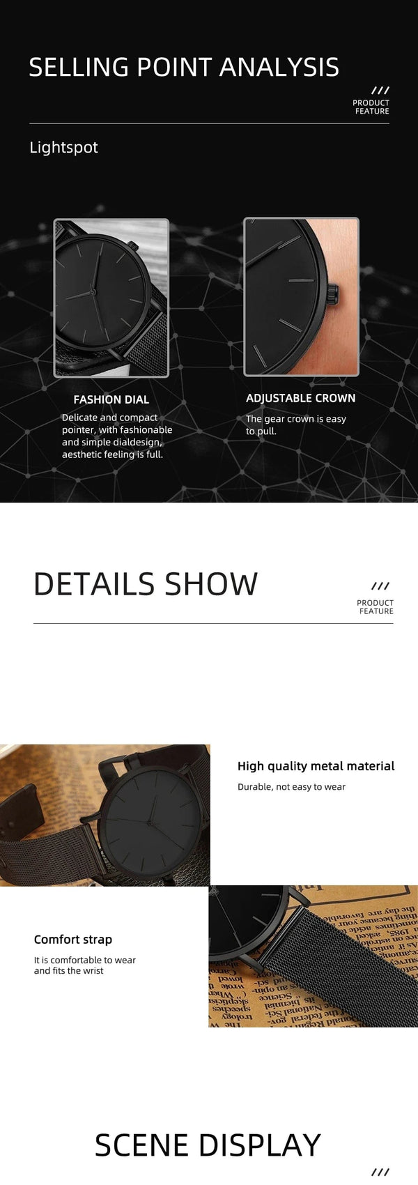 Planet Gates Black 2023 Minimalist Men Fashion Ultra Thin Watches Simple Men Business Stainless Steel Mesh Belt Quartz Watch Leisure Men Watch