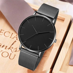 Planet Gates Black 2023 Minimalist Men Fashion Ultra Thin Watches Simple Men Business Stainless Steel Mesh Belt Quartz Watch Leisure Men Watch